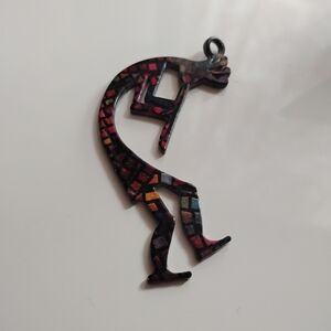 Enamel Flute Player Multicolored Art Pendant With Bale